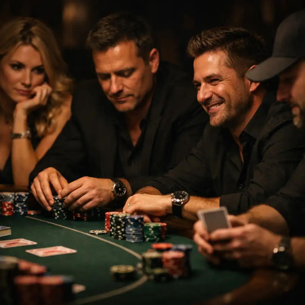 Emocje uczestników przy stole pokerowym